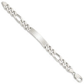 Sterling Silver 8.5inch Polished Engraveable Figaro Link ID Bracelet